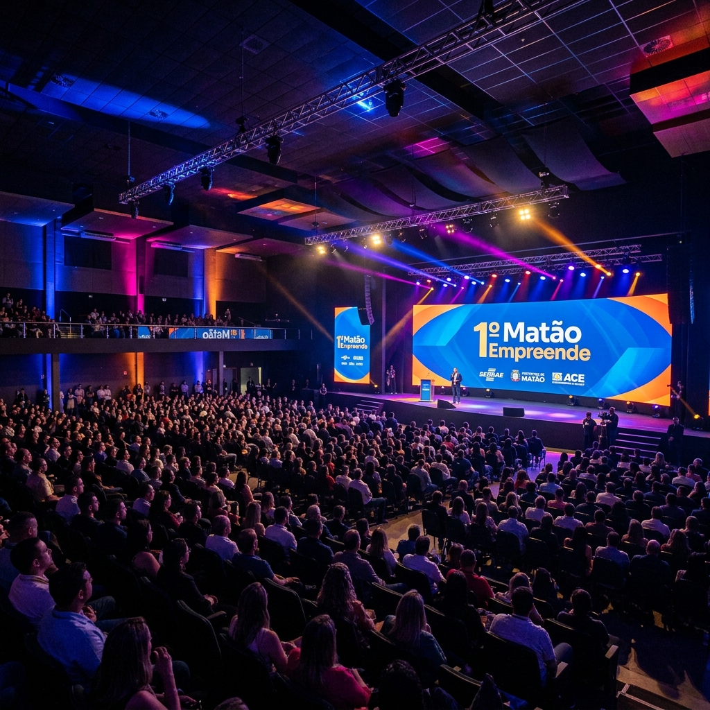 Palco do evento 1º Matão Empreende com plateia
