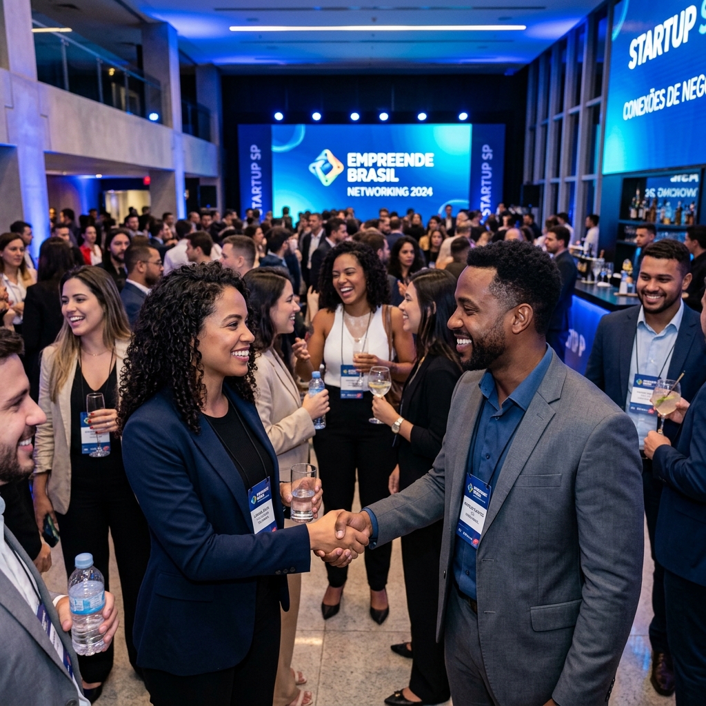 Empreendedores em networking no evento